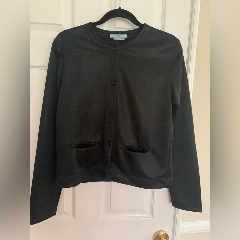Prada Black Classic Button Front Blazer Jacket